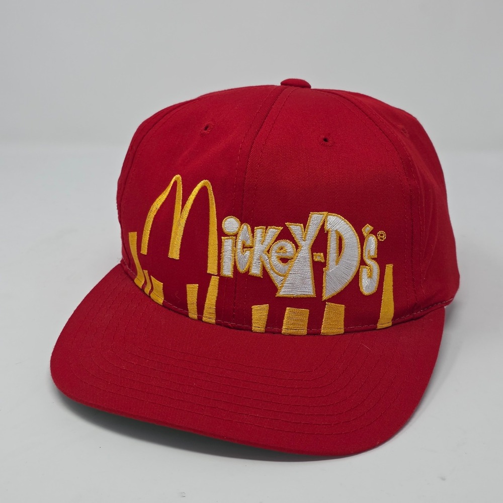 Vintage 1995 McDonalds Mickey Ds Annco Snapback Hat Red Embroidered Cap 90s